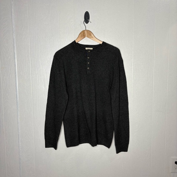 NWT Candy & Caviar micro waffle Henley long sleeve charcoal grey size large - Picture 2 of 10
